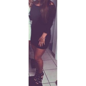 Off the Shoulder Black Dress